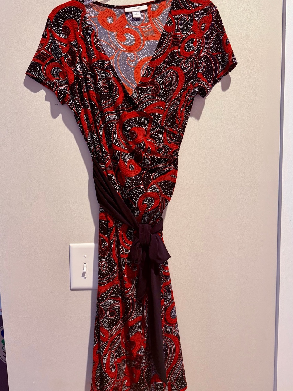 dressbarn Red and Black Wrap-Style Dress